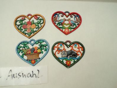 Zinn Herzen Wilhelm Schweizer 7x5,5cm Rosen Katzen Vogel Früchtekorb Vintage ALT