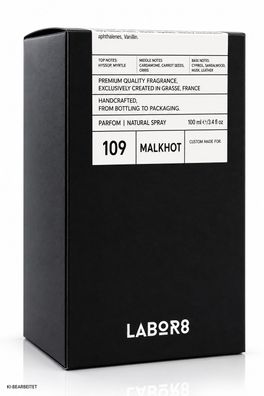 LABOR8 Malkhut 109 Parfum 100 ml Unisex Nischenduft Natural Spray Neu OVP