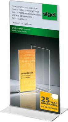 SIGEL TA224 Tischaufsteller DIN lang gerade aus Acryl UV-beständig
