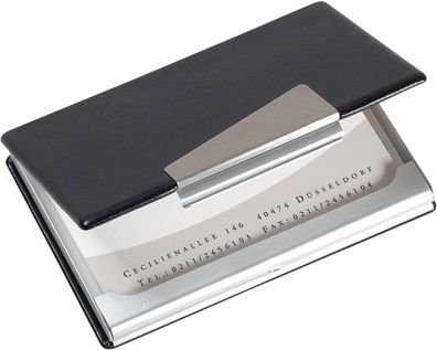 Sigel VZ131 Visitenkarten-Etui Silber/schwarz, Alu/Lederoptik