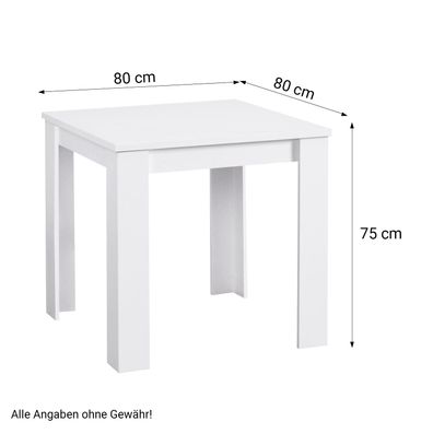 Essgruppe mit 2 Stühlen Esstisch Weiß 80x80 cm Esszimmertisch Holz Massiv Polsters