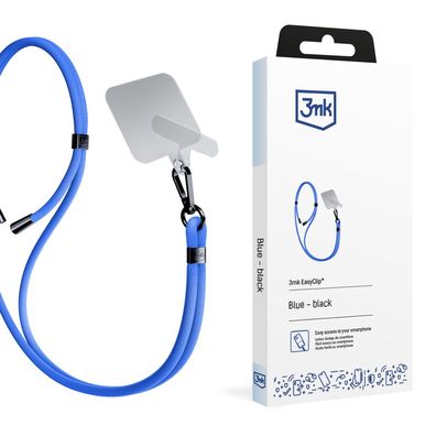 Smartphone-Lanyard 3mk EasyClip Nylon Blau-Schwarz mit Karabiner und 2 Einsätzen