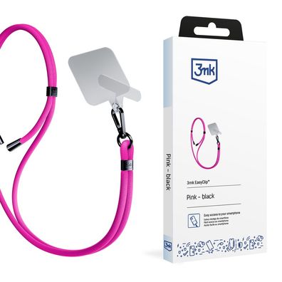 Handykette 3mk EasyClip Umhängeband Pink Schwarz, Nylon, inkl. 2 Einsätze
