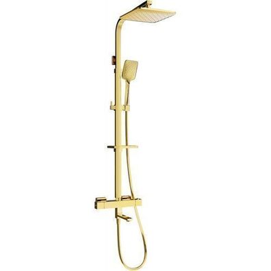 Mexen CQ62 Gold Duschset mit Thermostat und Kopfbrause