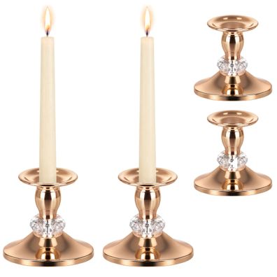 Kerzenhalter GLIMZ 2er Set Gold, Eisen mit Acryl, Höhe 8 cm