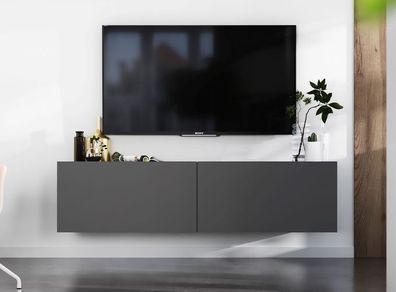 TV-Lowboard hängend Loft TV Schrank Wohnzimmer Loft Industrial Graphit Matt 120 cm