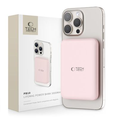 Powerbank Tech-Protect LifeMag PB10 MagSafe 5000 mAh 15 W USB-C Rosa