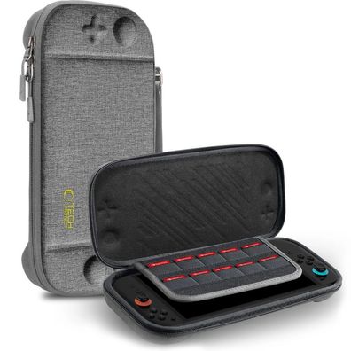 Schutztasche Tech-Protect Slim Pouch Nintendo Switch 2 Grau Fach für 10 Spiele