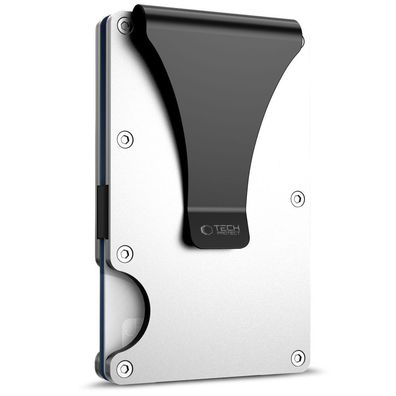Kartenetui Tech-Protect Thorn RFID-Schutz 8 Karten Geldklammer Aluminium Silber