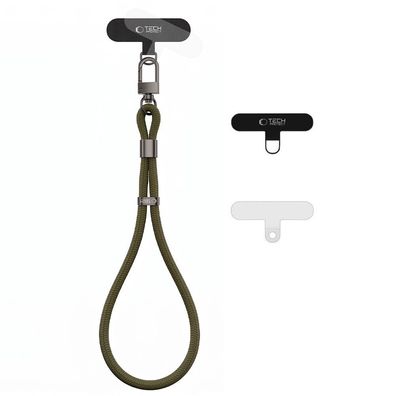 Handyschlaufe Tech-Protect C11S Seil 21,5 cm Khaki mit Karabiner und 2 Adaptern