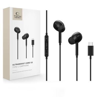 In-Ear-Kopfhörer Tech-Protect Ultraboost Core G3 USB-C Kabel 120 cm Schwarz