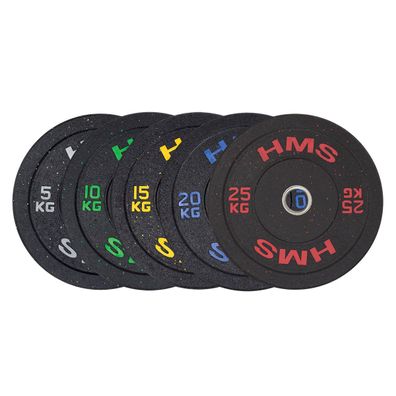 Bumper Hantelscheibe HMS HTBR10 10 kg, Gummi, 51 mm Bohrung, schwarz/grün
