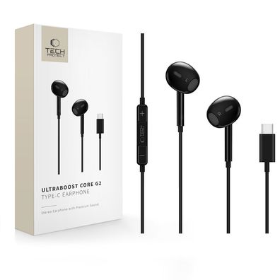 In-Ear Kopfhörer Tech-Protect Ultraboost Core G2 USB-C mit Mikrofon schwarz