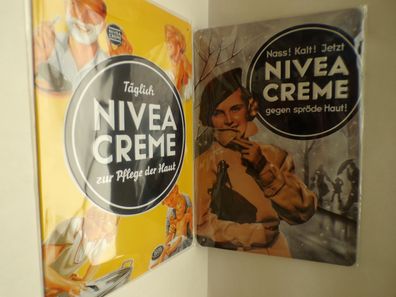 2 Repro 1936 1937 Nivea Creme Relief Blechschilder OVP spröde Haut Pflege