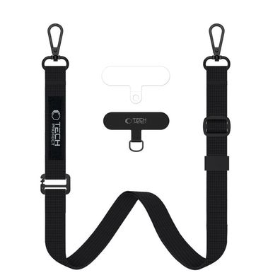 Handykette Tech-Protect C6S 2in1 Umhängeband und Handschlaufe verstellbar Schwarz