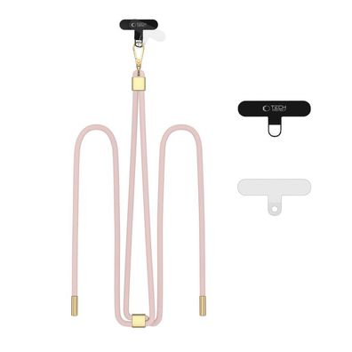 Handykette Tech-Protect C2S Umhängegurt Pink, verstellbar bis 85 cm, 2 Adapter