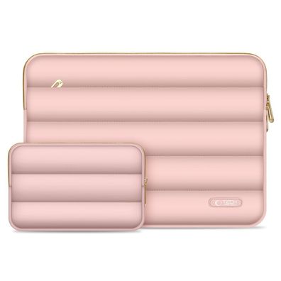 Laptophülle Tech-Protect Puffy 13-14 Zoll Rosa mit Zubehörtasche, gepolstert