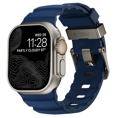 Armband Tech-Protect Motion für Apple Watch 44/45/46/49 mm TPU Edelstahl Blau