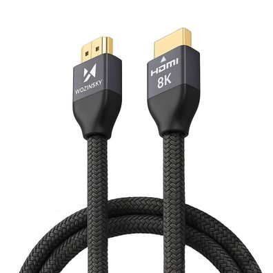 HDMI 2.1 Kabel Wozinsky WHDMI-20 8K 60 Hz 48 Gbps Nylongeflecht 2 m Silber