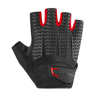 Fahrradhandschuhe Rockbros S169BR Gr. M kurzfinger mit Gel-Polster schwarz rot
