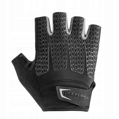 Fahrradhandschuhe Rockbros S169BGR Gr. M Halbfinger mit Gel-Polsterung Schwarz