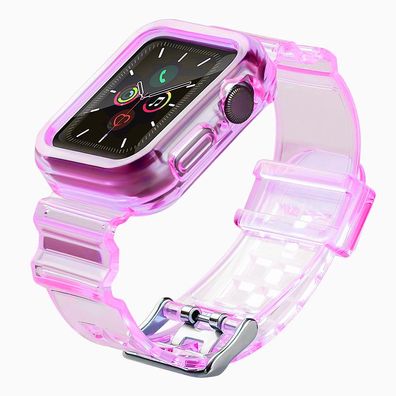 Uhrenarmband Hurtel Strap Light Set fuer Apple Watch 38 mm, TPU, transparent Rot
