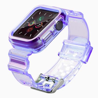 Armband mit Gehäuseschutz für Apple Watch 38 mm, Hurtel TPU Lila 155-219 mm