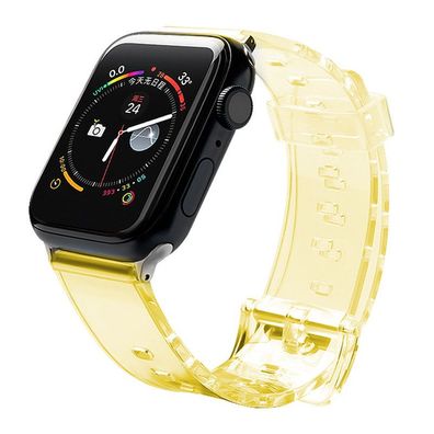 Silikonarmband Strap Light für Apple Watch 38/40 mm - Gelb transparent, TPU