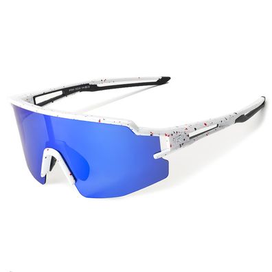Fahrradbrille Rockbros SP204 polarisiert UV400 mit Korrektureinsatz weiss blau