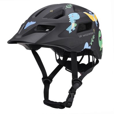 Fahrradhelm Kinder Wozinsky HT-45C XS 48-52 cm, abnehmbares Visier, Schwarz Dino