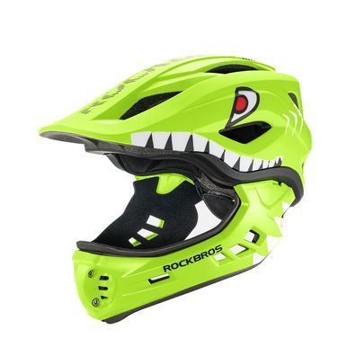 Kinderfahrradhelm Rockbros TT-32004 Shark abnehmbarer Kinnschutz Gr. M 54-58 grün