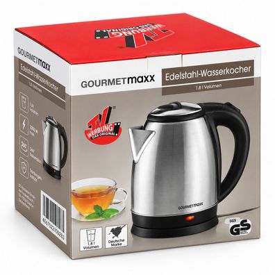 Gourmetmaxx Edelstahl-Wasserkocher 1,8 L 1500 W mit 360° Basis