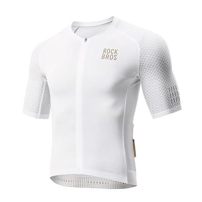 Radtrikot Rockbros YDDX011 Diamond Kurzarm Größe L Weiß 3D-Mesh Rückentasche