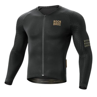 Langarm-Radtrikot Rockbros YDCX008 Diamond Größe XL Schwarz mit Reflektoren