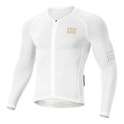 Radtrikot Rockbros YDCX008 Diamond Langarm Größe XXL Weiß mit Rückentasche