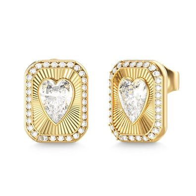 Guess Schmuck Damen-Ohrringe Ohrstecker Love Tag Goldfarben JUBE06357JWYGT/U