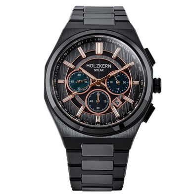 Holzkern Herrenuhr Solar-Chronograph Photon Keramik/Schwarz LE