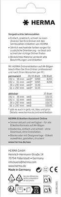 HERMA 1687 Jahreszahlen Aufkleber 2027 für Ordner, 100 Stück, 60 x 26 mm, 5 pro Bogen