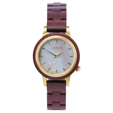 Holzkern Damen-Armbanduhr Quarz Napali Amaranth/Perlmutt