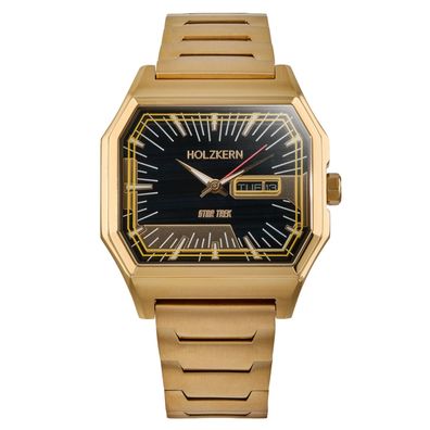 Holzkern Herrenarmbanduhr Star Trek™ Space Warp Falkenauge/Goldfarben