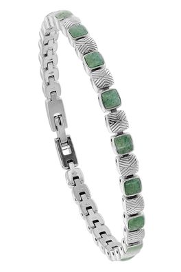 Holzkern Schmuck Herren-Armband Edelstahl Peppered Aventurin/Silberfarben