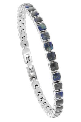 Holzkern Schmuck Herrenarmband Edelstahl Peppered Labradorit/Silberfarben