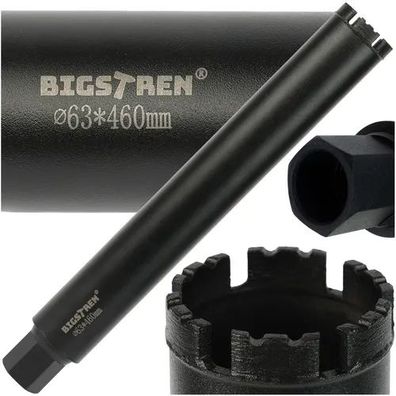 Diamant-Kernbohrer Bigstren 63 x 450 mm Bohrkrone 1 1/4 UNC für Beton und Stein