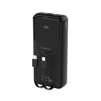 Powerbank Wozinsky WFC-15B 20000 mAh 22,5 W mit Lightning und USB-C Kabel Schwarz