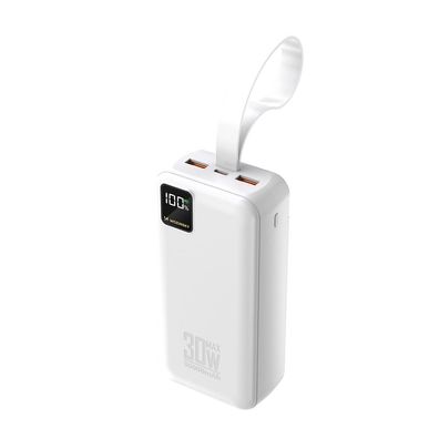Powerbank Wozinsky W8-W 30000 mAh 30 W USB-C 2x USB-A Display Taschenlampe weiß