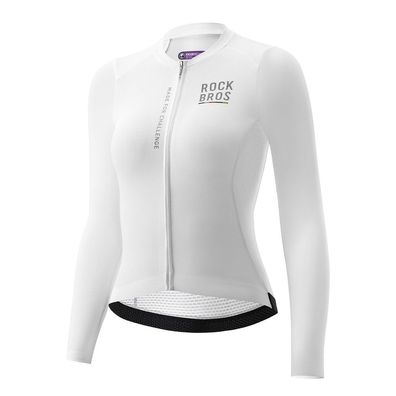 Radtrikot Rockbros ROAD TO SKY Damen Langarm Gr. L weiß mit Rückentaschen