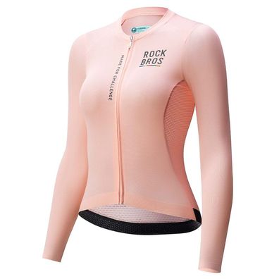 Damen-Radtrikot Rockbros ROAD TO SKY langarm Größe M rosa mit 3 Rückentaschen