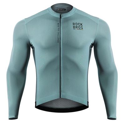 Radtrikot Rockbros ROAD TO SKY Herren langarm Größe L graublau mit 3 Rückentaschen
