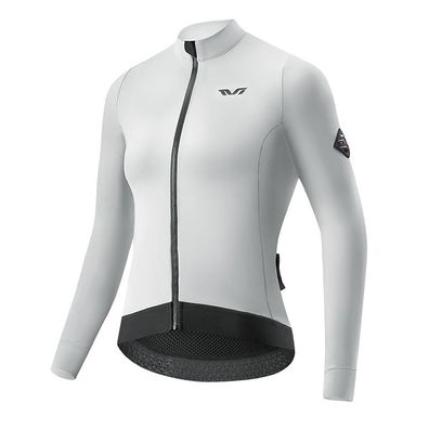 Damen-Radtrikot Rockbros YDWT006 TVI Langarm Größe L Weiß/Grau isoliert Winter