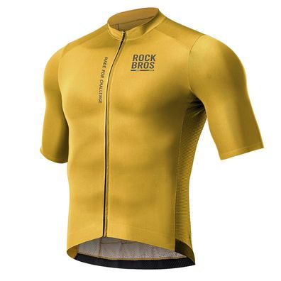 Radtrikot Rockbros ROAD TO SKY Herren Kurzarm Gr. L Gelb mit 3 Rückentaschen